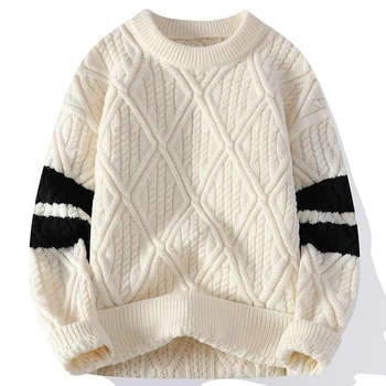 Разборчивые осенне-зимние повседневные свитера Мужские Однотонные Свободные Вязаные пуловеры Мужские свитера с круглым вырезом Мужские