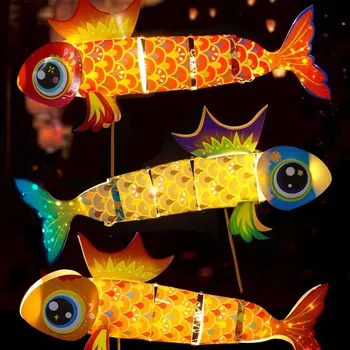 Разноцветный Рыбный фонарь в китайском стиле, бумажный фонарь в форме Золотой рыбки, Дизайн рыбок Кои Ручной работы, Новый Год