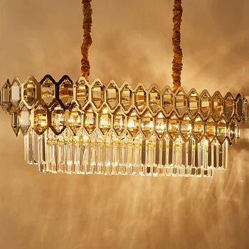 Роскошные подвесные светильники для гостиной, столовой, Современная потолочная люстра с золотым хрусталем, Домашнее освещение, светодиодные светильники с золотым блеском