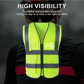 Светоотражающий жилет безопасности с несколькими карманами, дорожный жилет, униформа для шахтеров, дышащий спортивный костюм для бега