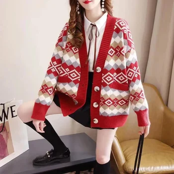 Свитер в западном стиле, пальто, женский свободный Корейский вариант, ленивый, осень-зима-весна 2023, универсальный вязаный кардиган, свитер, женский