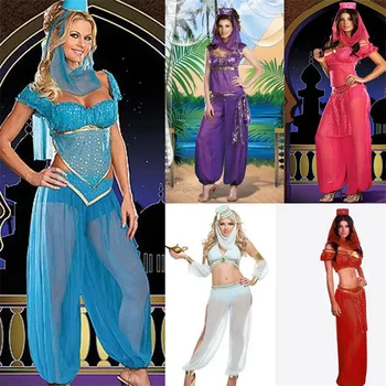Сексуальное женское платье для танцовщицы живота, Арабский танцевальный костюм, Маскарадный костюм принцессы Джинна Аладдина на Хэллоуин