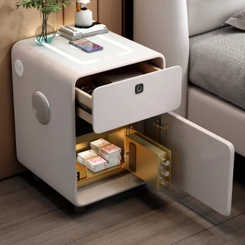 Скандинавская интеллектуальная прикроватная тумбочка с беспроводной зарядкой сейф встроенная спальня небольшая квартира простая прикроватная тумбочка для хранения вещей