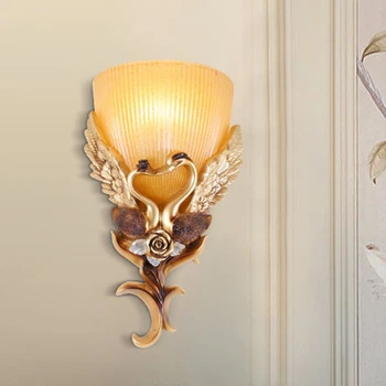 Скандинавский светодиодный настенный светильник со стеклянным абажуром в виде лебедя из смолы, бра, светильник для домашнего декора, настенный светильник для спальни, зеркальный светильник в коридоре