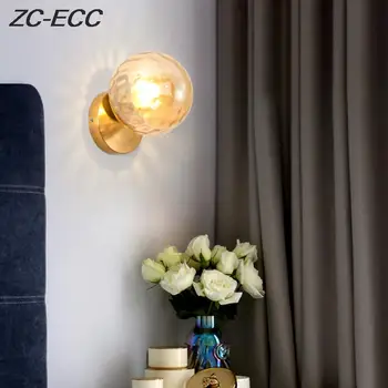 Скандинавский светодиодный настенный светильник, современные бра E27, лампа для прикроватной тумбочки в спальне, роскошное освещение для прохода по лестнице, креативные настенные светильники со стеклянными шарами