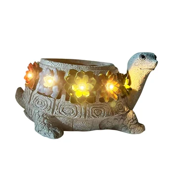 Солнечная подсветка Turtle Garden Decor Turtle Наружный светодиодный садовый светильник Водонепроницаемый со светодиодной подсветкой Суккуленты Светодиодные фонари на солнечных батареях