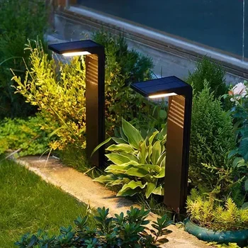 Солнечные садовые фонари, наружные водонепроницаемые светодиодные фонари, дорожка для ландшафта, тумба, солнечные фонари для газона, дорожка для двора, 2200 мАч