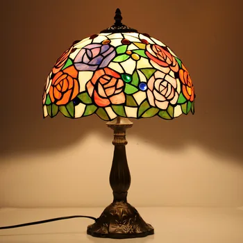 Старинные настольные лампы Tiffany Средиземноморский настольный светильник из витражного стекла в стиле барокко, Светодиодные Прикроватные светильники для гостиной, Домашний Декор комнаты
