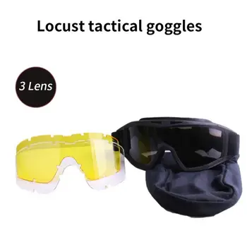 Тактические очки для страйкбола, очки для стрельбы с 3 линзами, Ветрозащитные пылезащитные мотоциклетные очки для мотокросса, защита от пейнтбола CS