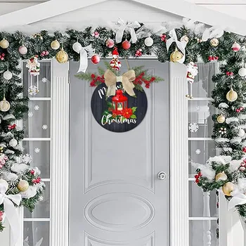 Украшение дверной вывески с Рождественским бантом, 12-дюймовая деревянная Красная Рождественская вывеска на входной двери, украшение крыльца фермерского дома, новый год 2024