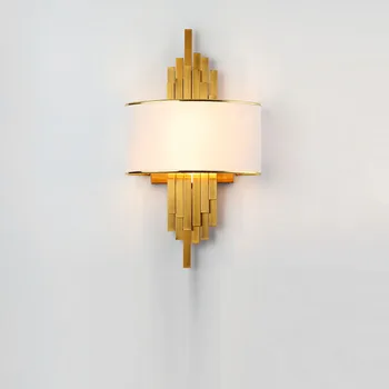 Фоновая стена в постмодернистской гостиной, простой светильник, роскошный металлический настенный светильник, дизайнерская модель виллы отеля, настенный светильник для спальни, модельный номер