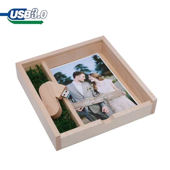 Фотоальбом Usb + Коробка Деревянный USB 3.0 U Диск Флэш-Накопитель Pendrive 4GB 8GB 16GB 32GB 64GB для Фотосъемки Свадебного Подарка (Бесплатный логотип)