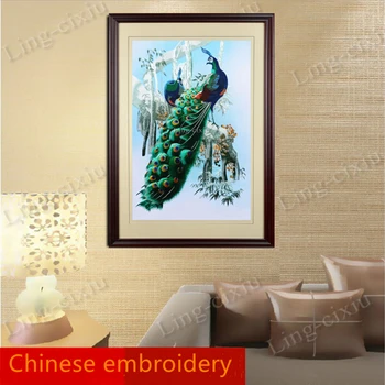 Фреска в китайском этническом стиле Сучжоу вышивка павлин висячая картина ручная вышивка украшение интерьера картина подарок S376