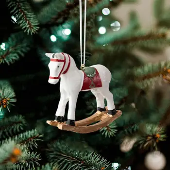Подвеска в виде лошади, Винтажные Рождественские украшения, 3D Мультяшная Лошадь, украшение из смолы для Рождественской елки, Ретро Праздничное украшение, Новый Год